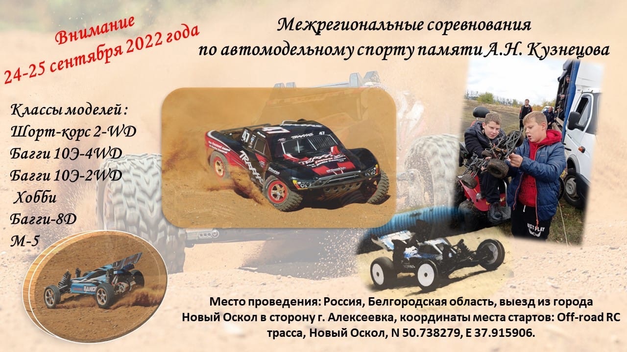 24-25 сентября состоятся межрегиональные соревнования по автомодельному спорту памяти А.Н. Кузнецова. Приглашаем всех желающих!.