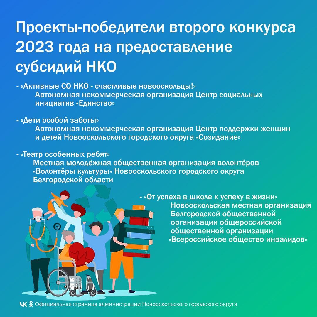 В областном центре подведены итоги второго конкурса 2023 года на предоставление субсидий некоммерческим организациям из бюджета Белгородской области.